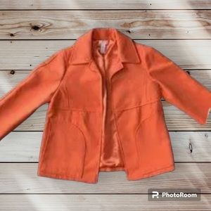 CHICO'S Orange Soft‎ Fleece Short Jacket/ Peacoat Size 0 Small